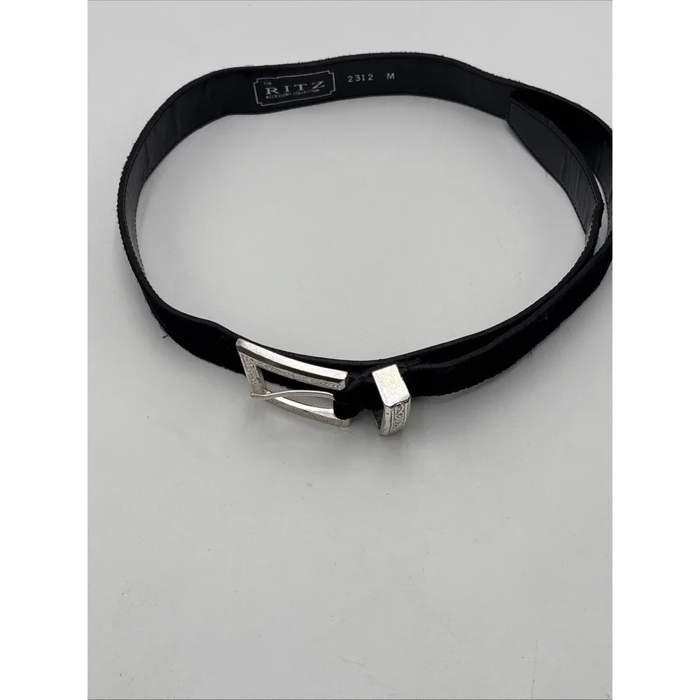 Vintage The Ritz Accessory Collection Belt 1998 Black Size M 35 Inch Silver Tone